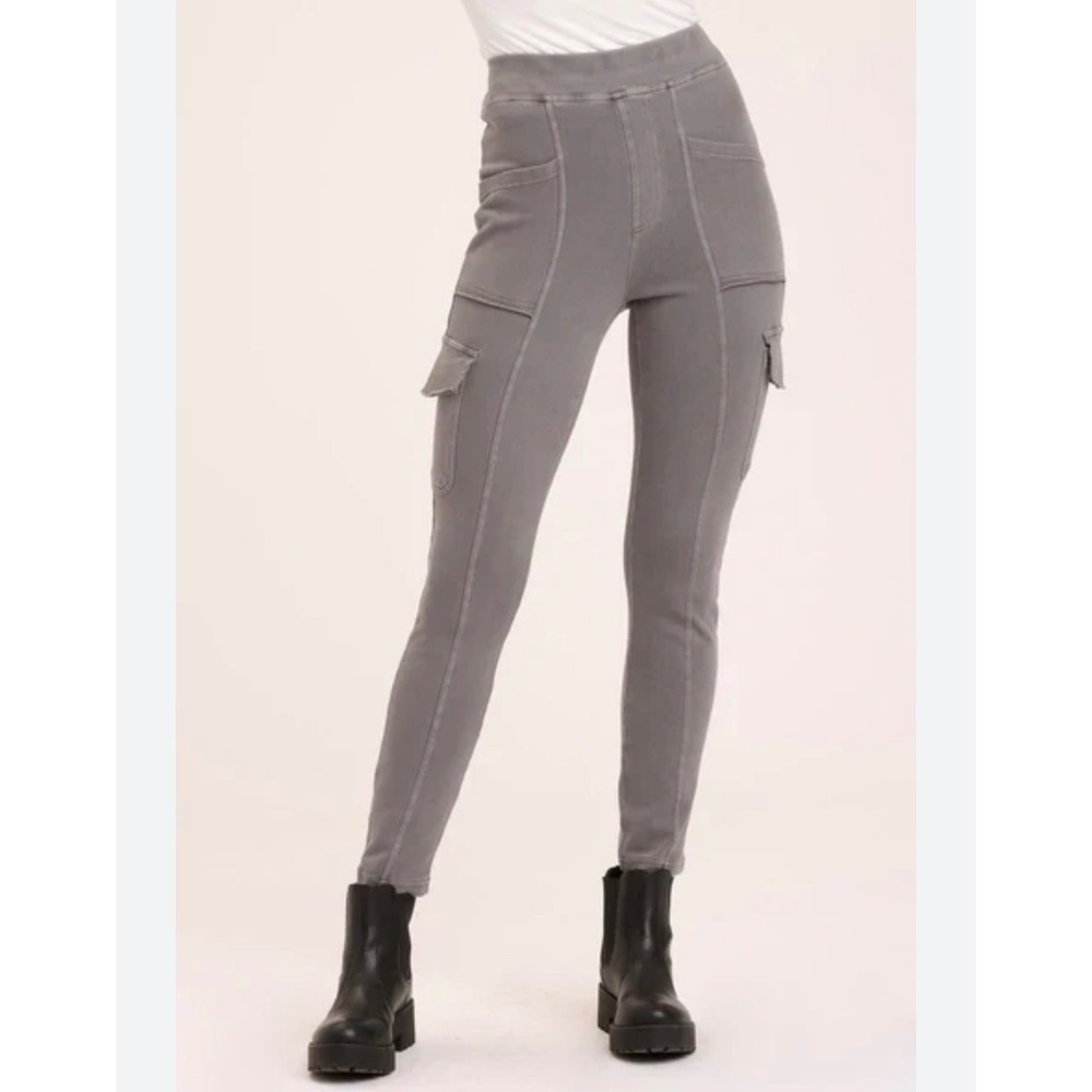XCVI‎ Keir Cargo Leggings Womens Medium Grey Gorpcore Slim Pull On Stretch Pants